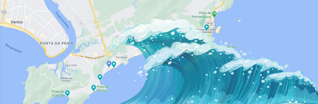 Clique aqui e veja os Picos de Surf do Guarujá no Mapa